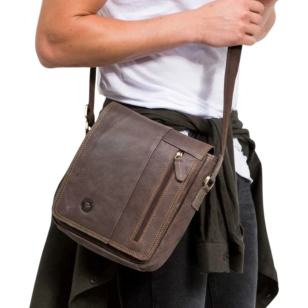 תיק צד מעור Emanuel ברק – 10839-2 – חום-כהה – 3