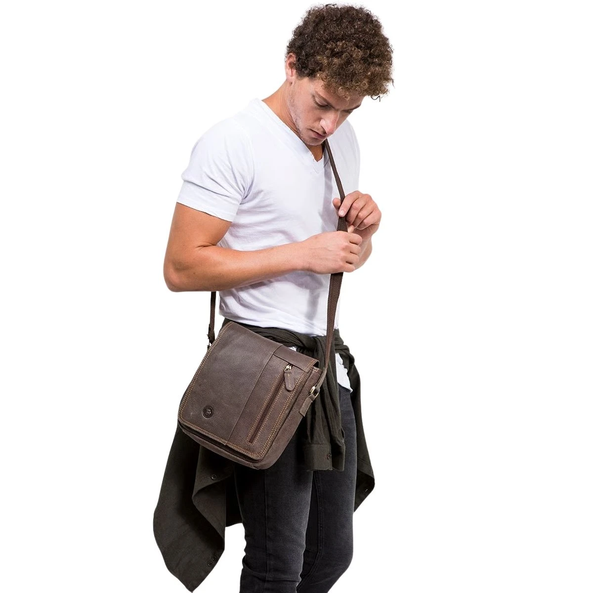 תיק צד מעור Emanuel ברק – 10839-2 – חום-כהה – 4