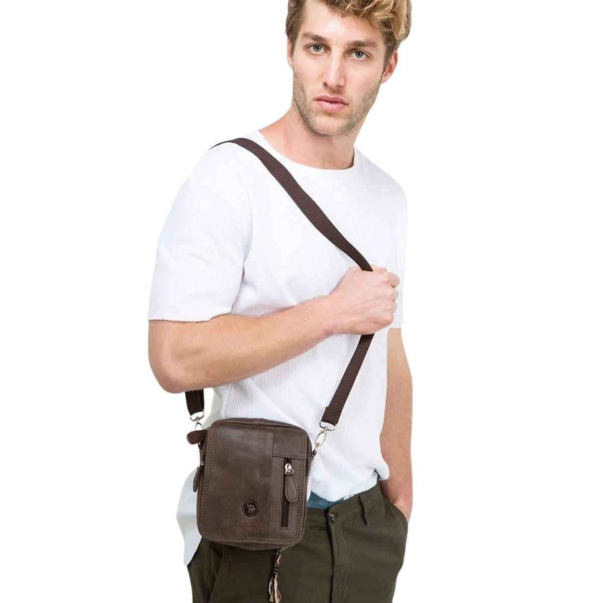 תיק צד מעור Emanuel אדי – 41660-2 – חום-כהה – 3